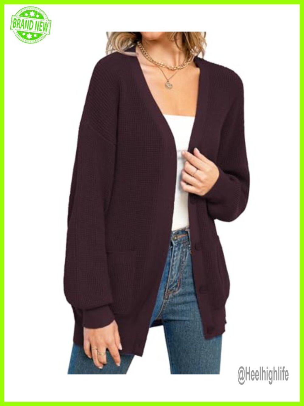 100% Cotton Button Down Cardigan Sweater with Pockets Oversized Fit